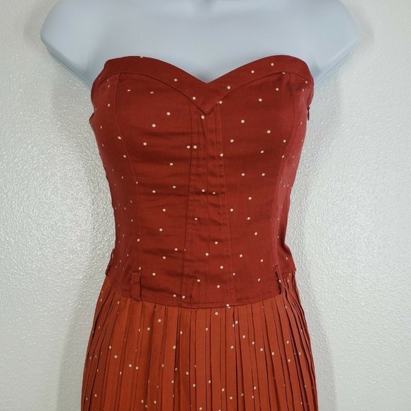 Bershka Collection Womens‎ Dress poplin strapless Polka dot Size Small orange - Picture 3 of 8